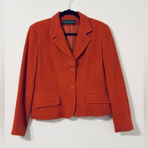 Vintage Harvé Benard Rust Orange Wool Blazer – Cropped Tailored Jacket
